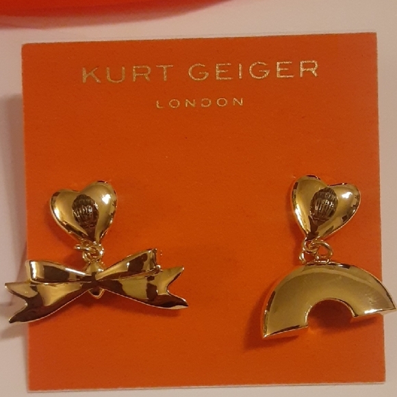 Kurt Geiger Bow and Rainbow Gold Accent Heart Earrings - Picture 14 of 17